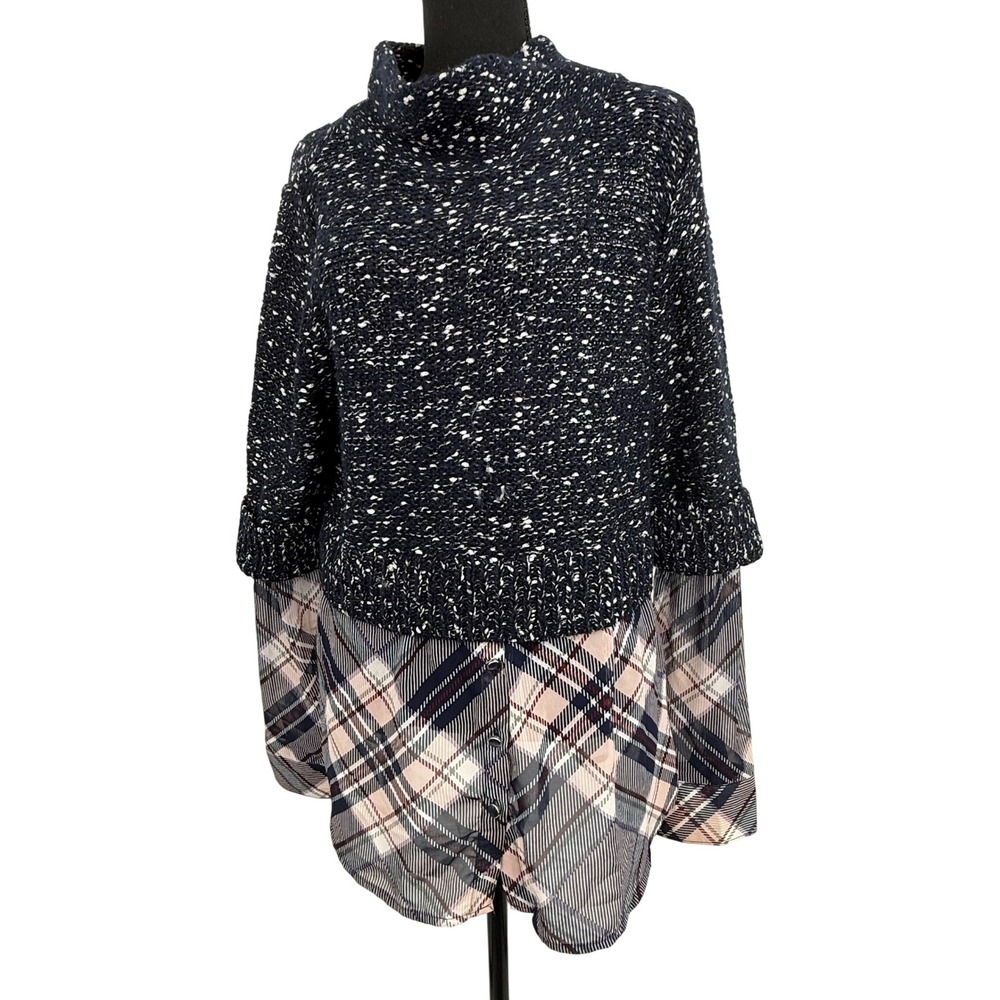 N Y & Co 7th Ave 2-in-1 Layered Look Metallic Knit Sweater L Preppy Office Y2k - Picture 15 of 15